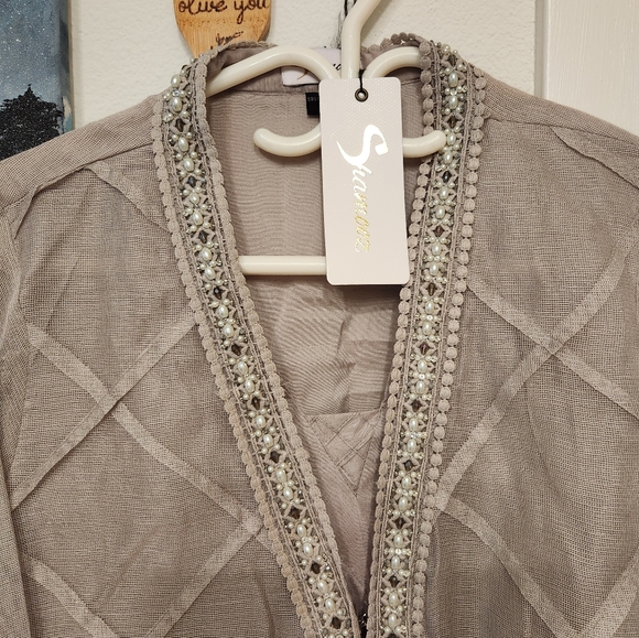 Shamooz net shalwar kameez 3pc grey - desi, Pakistani wedding - Picture 4 of 5